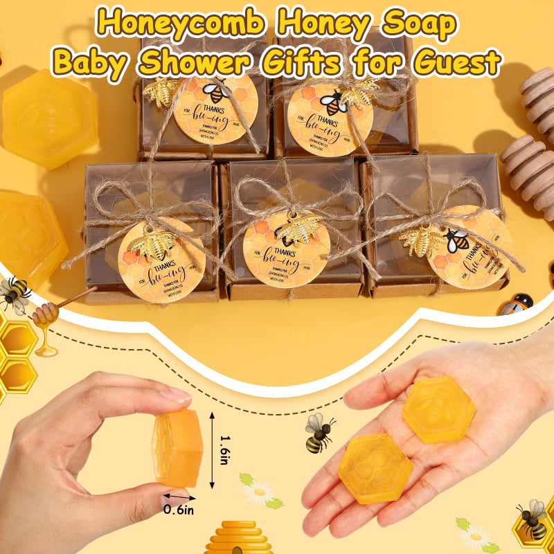 Dimsile 24 Set Baby Shower Bee Party Favors Honeycomb Bee Soap Handmade Scent Soaps with Gift Box Thank You Cards cute Charms for Guest Gender Reveal Keepsake Wedding gifts Decorations (Transparent) - Image 2