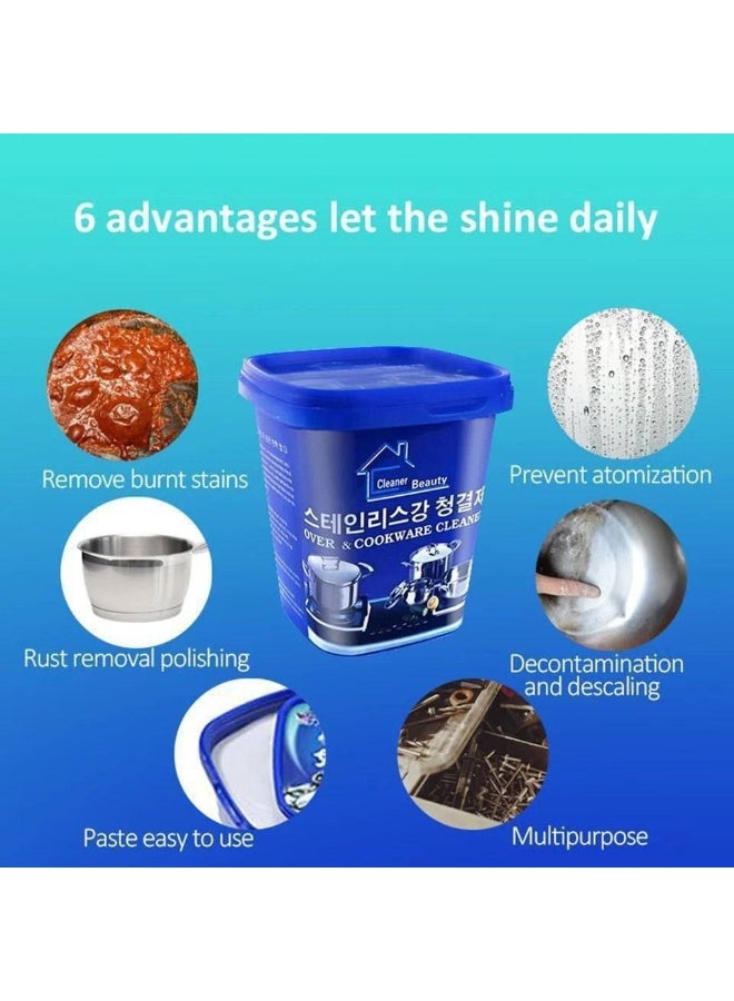 كلينر بيوتي كريم تنظيف وتلميع الفولاذ المقاوم للصدأ والكروم – مزيل بقع وصدأ وأكسدة سريع وفعال للأواني والأسطح المعدنية – منظف مطابخ وأدوات منزلية للحصول على لمعان كالمرآة - 500 جرام - Image 3