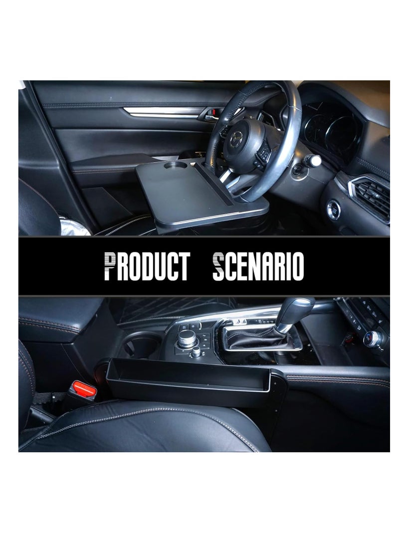 SYOSI Car Steering Wheel Tray, 2 In 1 Seat Gap Filler Organizer, Multifunctional Car Seat Accessories, Tray For Laptop Eating Working, Seat Organizer for Holding Phone, Sunglasses, Keys, Drink, Writing  - Image 4