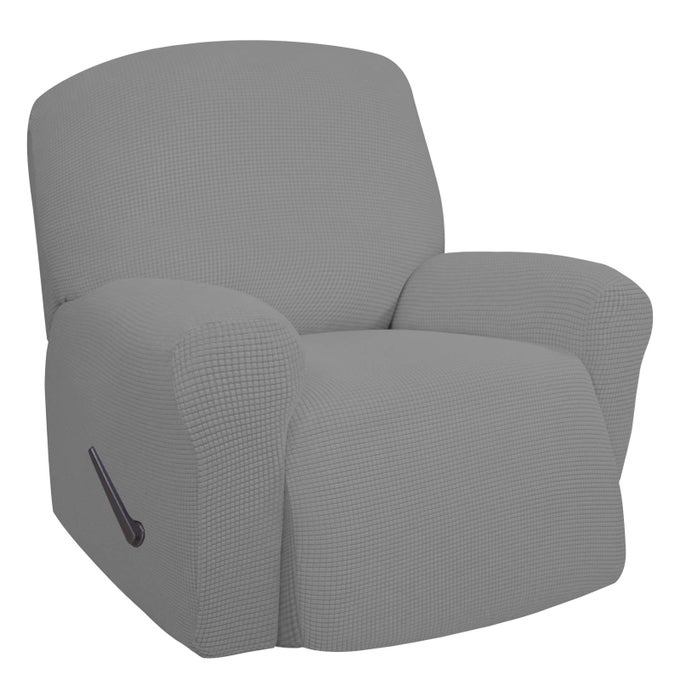 EASYGOING OVERSIZED RECLINER STRETCH SOFA SLIPCOVER SOFA COVER 1 PIECE FURNITURE PROTECTOR COUCH SOFT WITH ELASTIC BOTTOM KIDSPOLYESTER SPANDEX JACQUARD SMALL CHECKSOVERSIZE RECLINERLIGHT GRAY