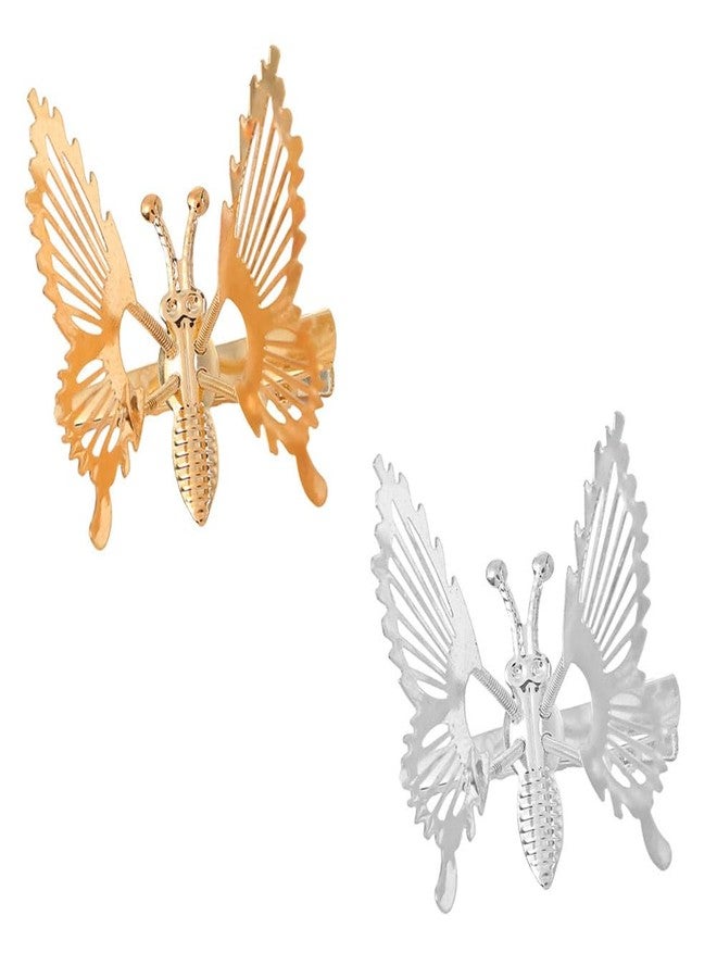 nanaxagly 2 PCS 3D Butterfly Hair Clips, Moving Wings Butterfly Metal Hair Barrettes, Hair Styling Accessories for Girls and Women (Gold/Silver) - Image 1