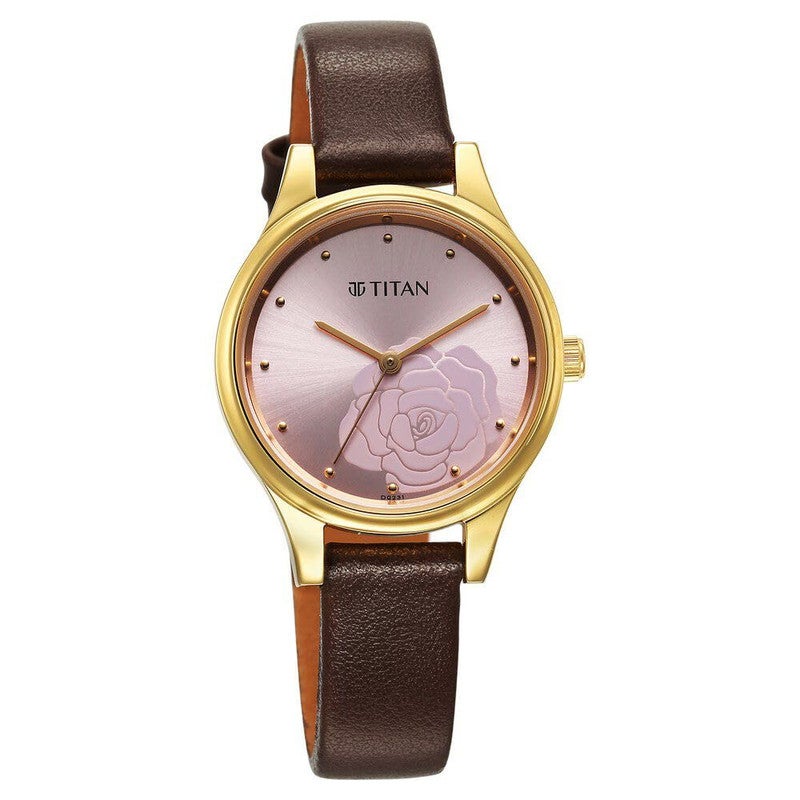 Titan Karishma Quartz Analog Pink Dial Leather Strap for Women-2679YL02/NT2679YL02 - Image 3