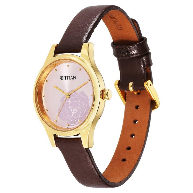 Titan Karishma Quartz Analog Pink Dial Leather Strap for Women-2679YL02/NT2679YL02 - Image 1