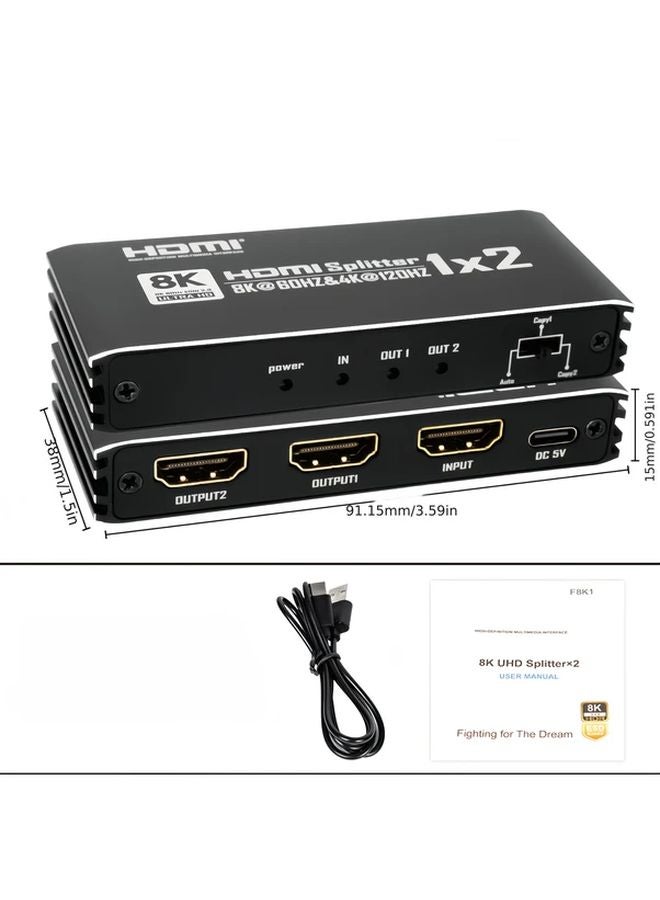 1x4 HDMI Splitter 4K 48Gbps HDCP 2.3 1 in 4 Out for Gaming and Home Theater - Image 2