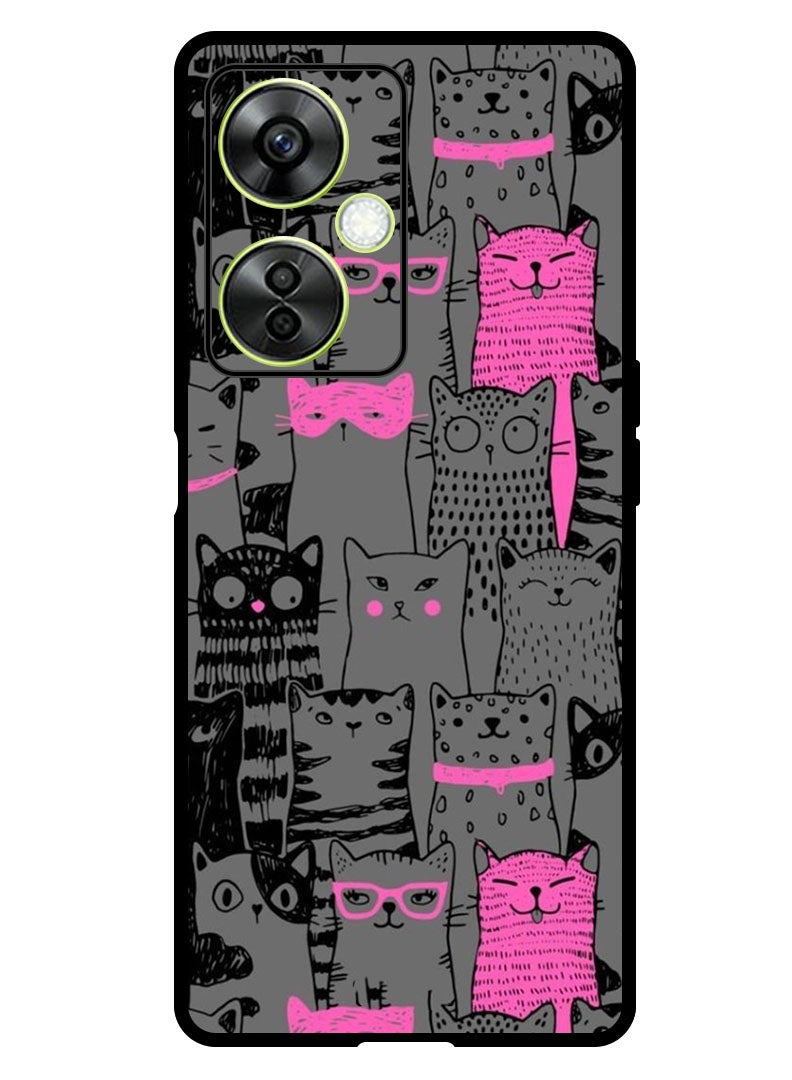 Theodor Protective Case Anti Scratch Shock Proof Bumper Cover For OnePlus Nord CE 3 Lite Pink Cats - Image 1
