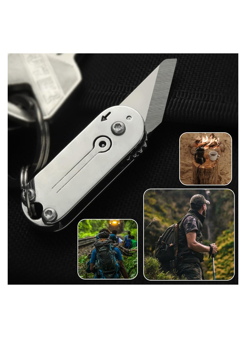 SYOSI - Mini Folding Pocket Tool, Portable Small Keychain Tool for Daily Use and Outdoors, Small Pocket Knife, Mini EDC Tool, Box Cutter, Stainless Steel Folding Knife for Men, Fruit Knife, Camping Knife - Image 1