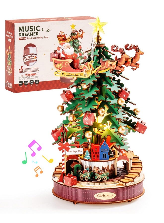 Robotime 3D Puzzles For Adults Wooden Music Box With Led Diy Model Christmas Tree Building Kit For Kids Hobby Crafts Unique Home Decor - Image 1