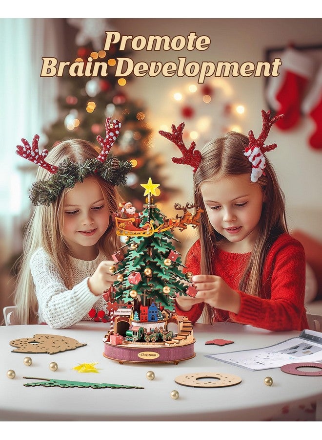 Robotime 3D Puzzles For Adults Wooden Music Box With Led Diy Model Christmas Tree Building Kit For Kids Hobby Crafts Unique Home Decor - Image 4