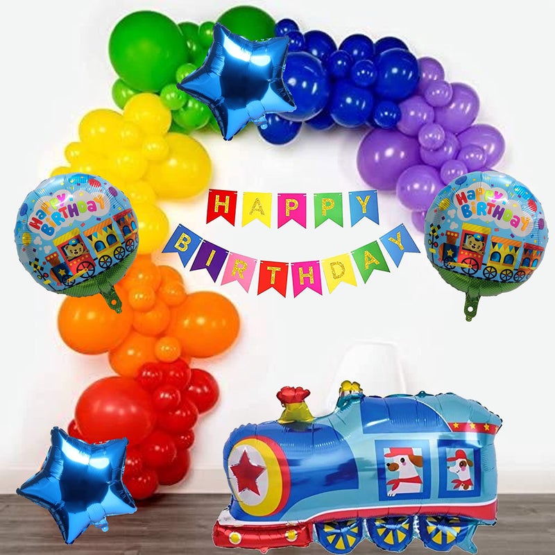 TOYXE Train Transport Theme Birthday Paper Banner Balloons Decoration Arch Making Kit of 68 Pcs - Image 5