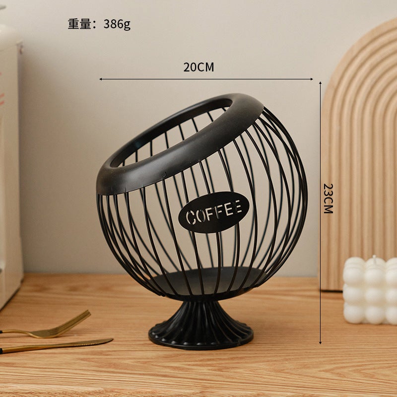 Border Wrought Iron Fruit Basket Coffee Capsule Storage Basket for Desktop Decoration, Snacks, Dried Fruits, and Sweets
