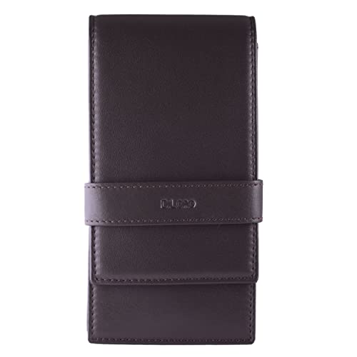 DiLoro Leather Quad Pen Case Pencil Pouch Holder for Four Fountain Ballpoint Rollerball Pens and Pencils (Nappa Brown) - Image 1
