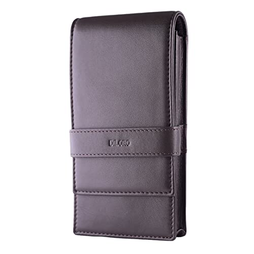DiLoro Leather Quad Pen Case Pencil Pouch Holder for Four Fountain Ballpoint Rollerball Pens and Pencils (Nappa Brown) - Image 2