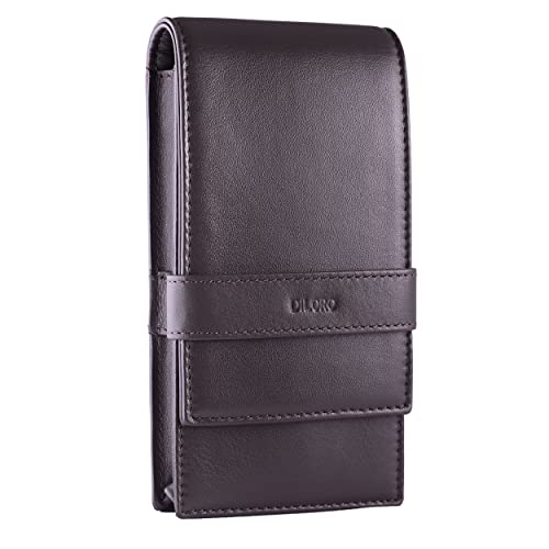 DiLoro Leather Quad Pen Case Pencil Pouch Holder for Four Fountain Ballpoint Rollerball Pens and Pencils (Nappa Brown) - Image 3