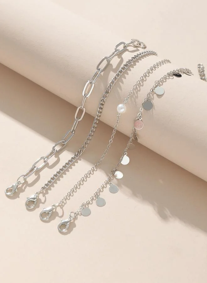 تايك تو مجموعة من 4 أساور يد متدلية دائرية