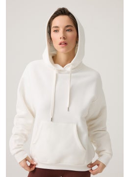 Los Ojos Ecru Wide Fit Hooded Sweatshirt Hooded Sweat  - Image 3
