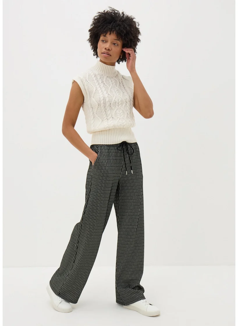 Matalan Black Jacquard Wide Leg Trousers