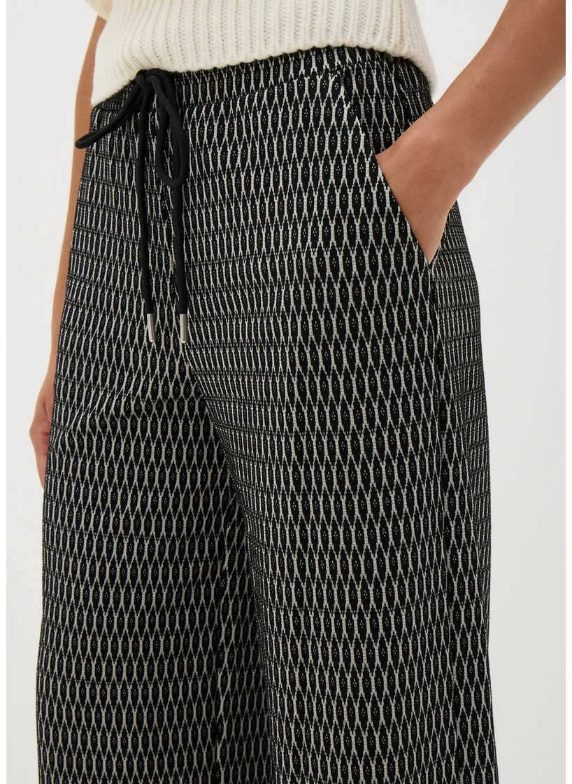 Matalan Black Jacquard Wide Leg Trousers
