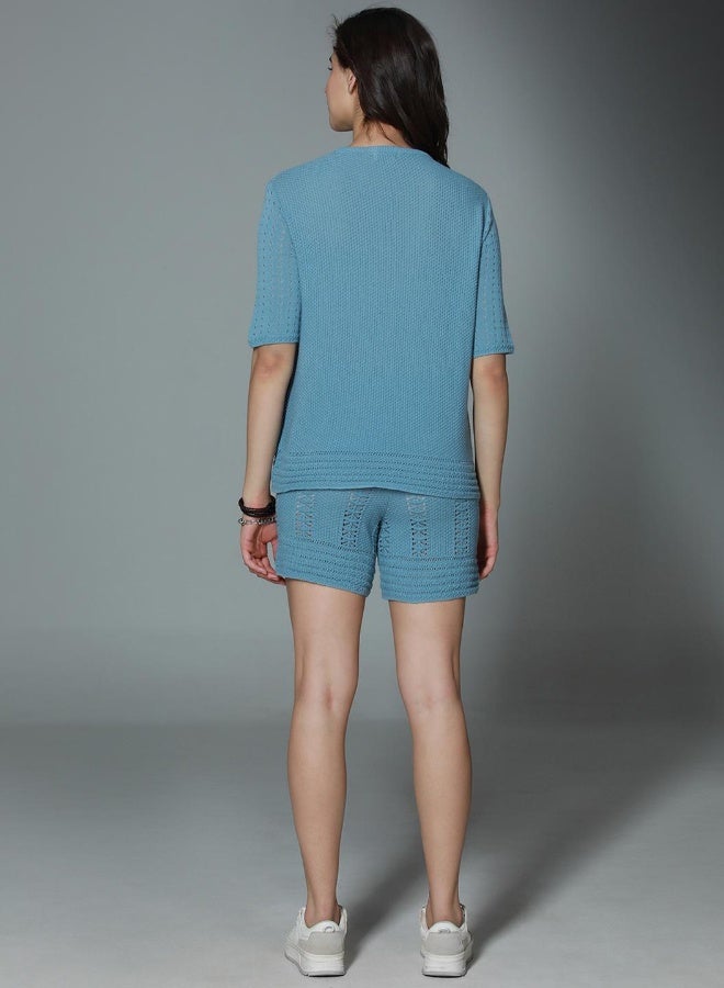 هاي ستار طقم نسائي أزرق بقصة عادية - عصري ومريح - Image 3