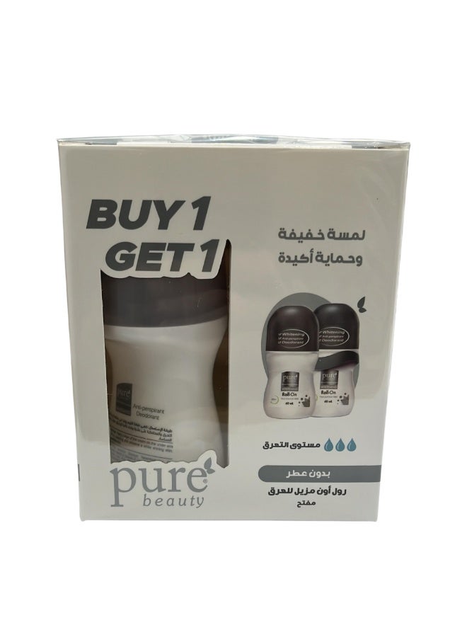 بيور بيوتي مزيل عرق رول اون مفتح للبشرة خالي من العطور من بيور بيوتي - قطعتين