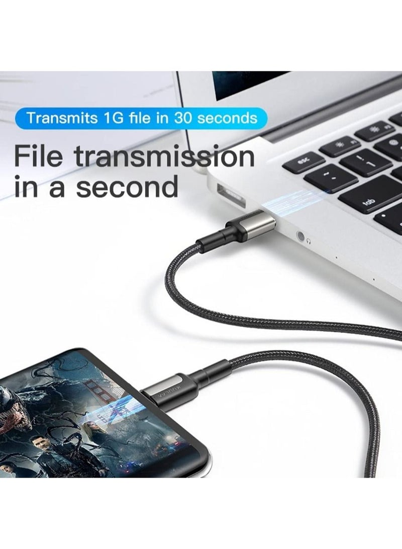 كولا كيبل الشحن السريع بمنفذ USB-C إلى منفذ USB-C بقوة 65 واط، طول 1 متر, لهاتف سامسونج جالكسي S20/S10/S9/S8 بلس/نوت 10، وهواتف هواوي وغيرها, لون أسود - Image 4