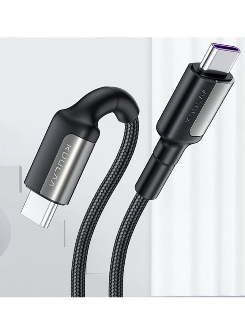 كولا كيبل الشحن السريع بمنفذ USB-C إلى منفذ USB-C بقوة 65 واط، طول 1 متر, لهاتف سامسونج جالكسي S20/S10/S9/S8 بلس/نوت 10، وهواتف هواوي وغيرها, لون أسود - Image 2