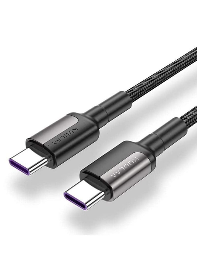 كولا كيبل الشحن السريع بمنفذ USB-C إلى منفذ USB-C بقوة 65 واط، طول 1 متر, لهاتف سامسونج جالكسي S20/S10/S9/S8 بلس/نوت 10، وهواتف هواوي وغيرها, لون أسود - Image 1