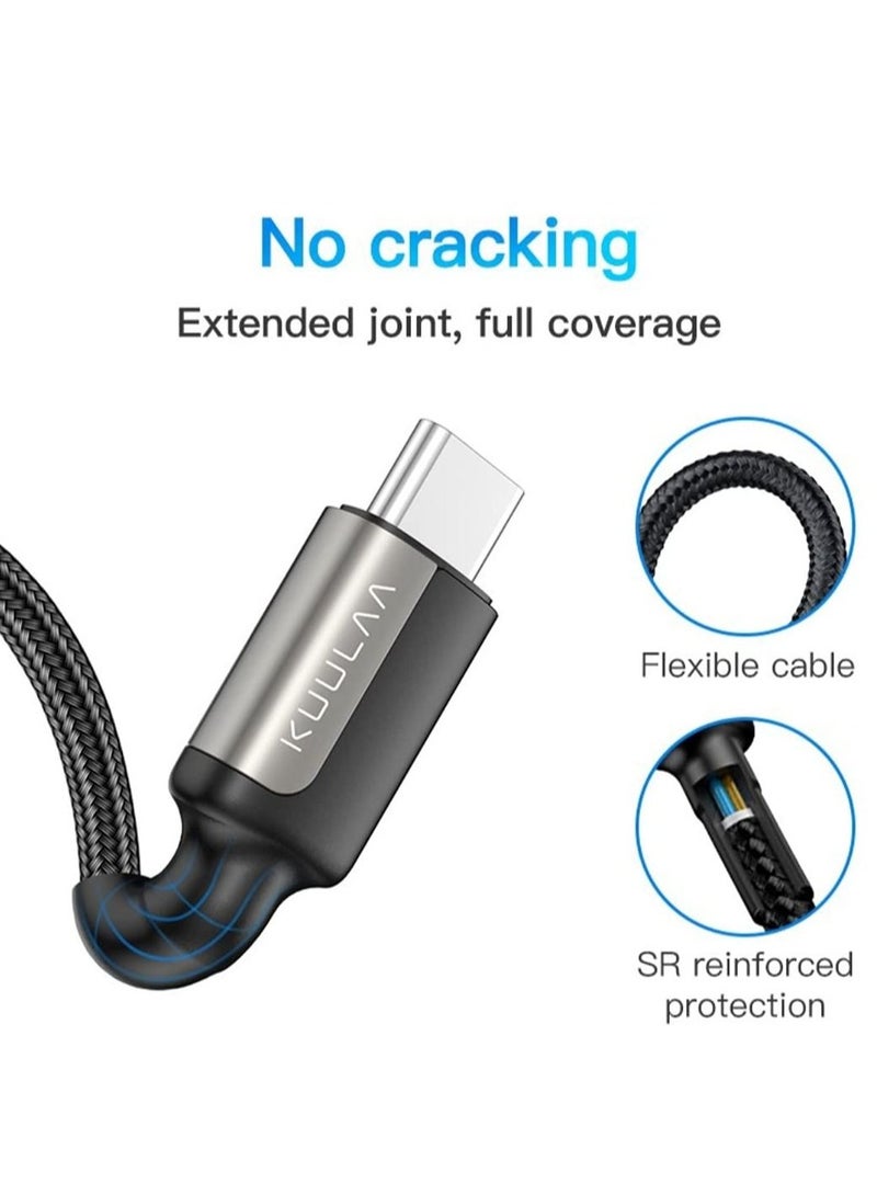 كولا كيبل الشحن السريع بمنفذ USB-C إلى منفذ USB-C بقوة 65 واط، طول 1 متر, لهاتف سامسونج جالكسي S20/S10/S9/S8 بلس/نوت 10، وهواتف هواوي وغيرها, لون أسود - Image 3