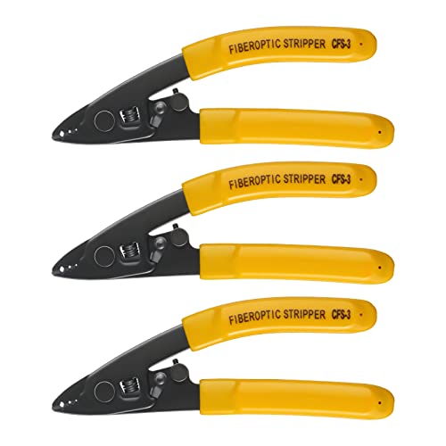 Duogalia 3PC CFS-3 Fiber Optic Stripper 3 Port Hole Fiber Optic Stripping Tool with 6" handle - Hex Key Adjustable For Jacket, Buffer, and 125μm-250μm Coating Stripping - Image 1