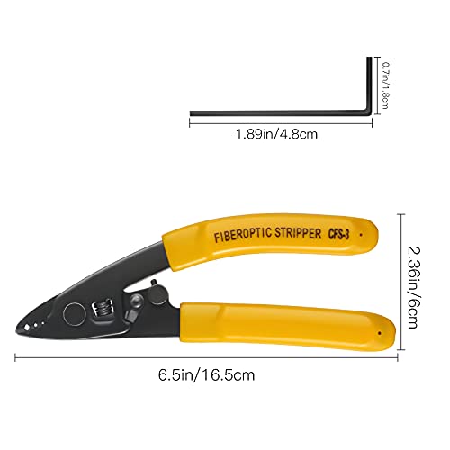 Duogalia 3PC CFS-3 Fiber Optic Stripper 3 Port Hole Fiber Optic Stripping Tool with 6" handle - Hex Key Adjustable For Jacket, Buffer, and 125μm-250μm Coating Stripping - Image 3