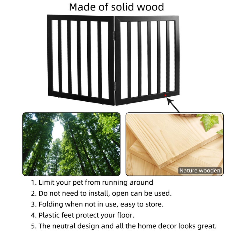 ZJSF Freestanding Indoor Dog Gate for House Foldable Wood Grey Puppy Gate for Doorways Pet Gate for Stairs Extra Wide Pet Fence 24" Height 2 Panels - Image 5