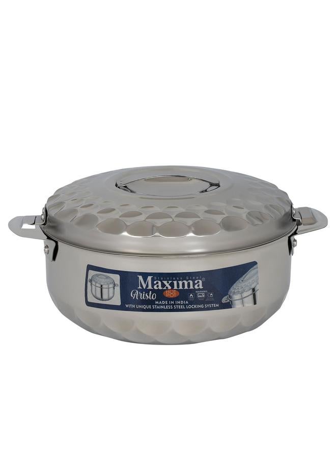 ماكسيما علبة طعام أريستو ستيل 3.5 لتر دائرية فضية - Image 1