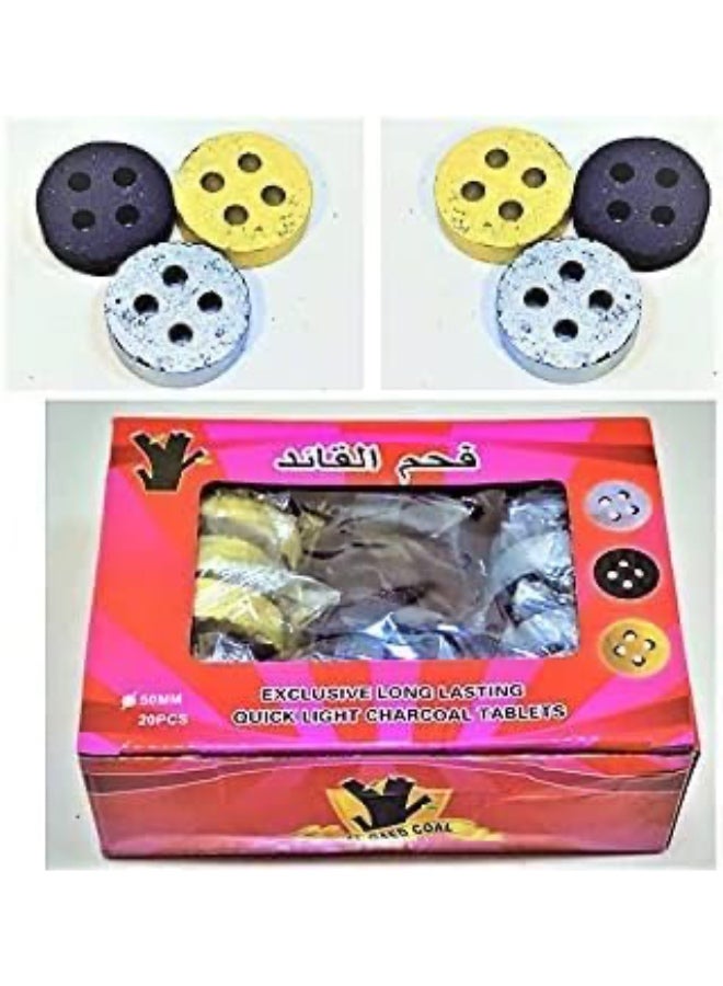 AL QAED Harbour Delights - Al Qaed Charcoal Coal For Bakhoor Gold Silver and Black 50MM Big (20 Pcs) - Image 3