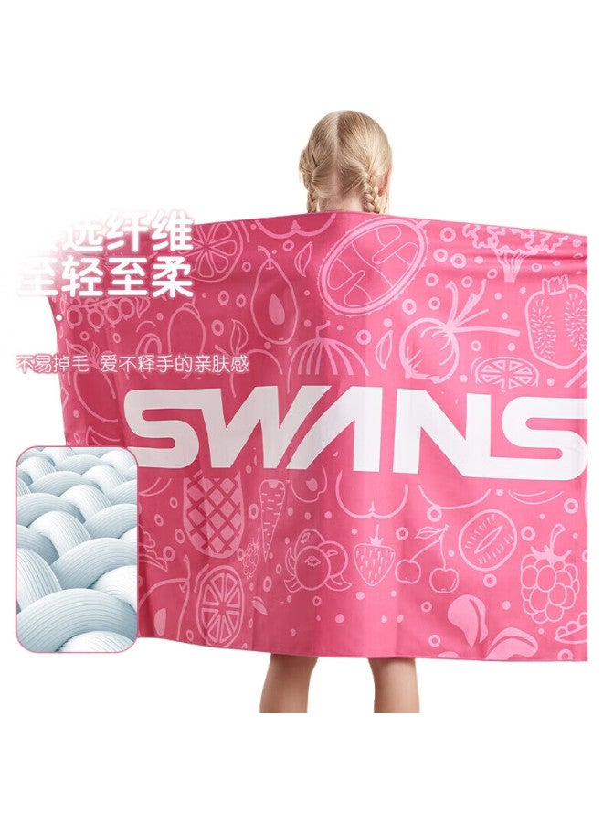 Swans Children'S Bath Towel Cape Bathrobe, Swimming Beach Towel, Cartoon Quick-Drying Absorbent Towel For Girls And Boys, Rose Red - Image 2