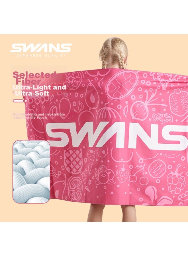 Swans Children's Bath Towel Cape Bathrobe, Swimming Beach Towel, Cartoon Quick-drying Absorbent Towel For Girls And Boys, Rose Red - Image 2