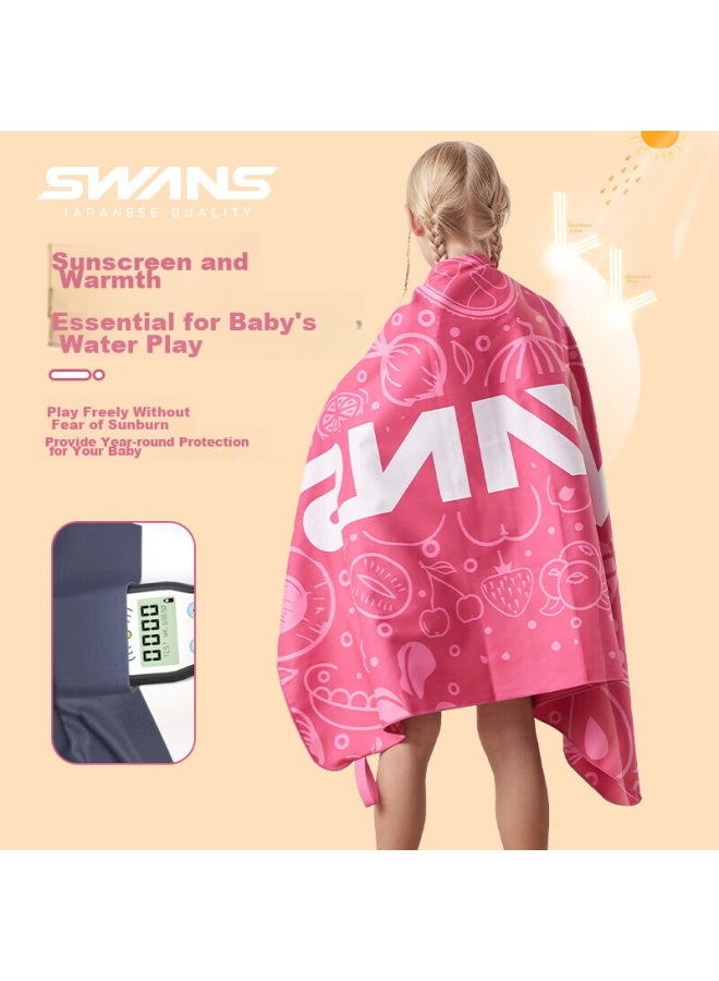 Swans Children's Bath Towel Cape Bathrobe, Swimming Beach Towel, Cartoon Quick-drying Absorbent Towel For Girls And Boys, Rose Red - Image 3