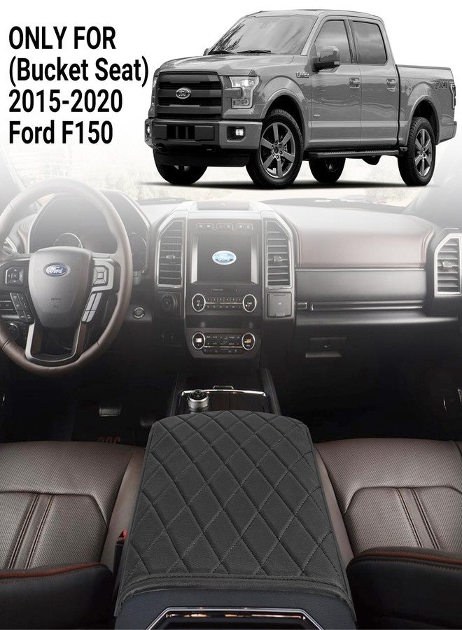VarCozy Center Console Cover Compatible with 2015-2020 Ford F150 / 2017-2022 F250 F350 F450, Car Armrest Cover for 2018-2023 Expedition, PU Leather Console Cover Full Protector (Bucket Seat Only) - Image 5