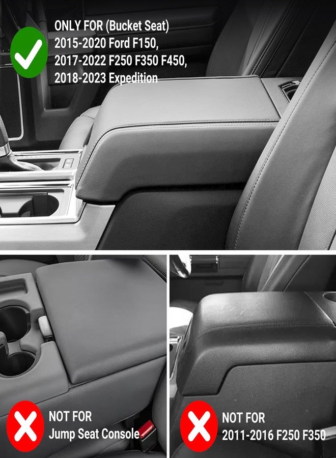 VarCozy Center Console Cover Compatible with 2015-2020 Ford F150 / 2017-2022 F250 F350 F450, Car Armrest Cover for 2018-2023 Expedition, PU Leather Console Cover Full Protector (Bucket Seat Only) - Image 4