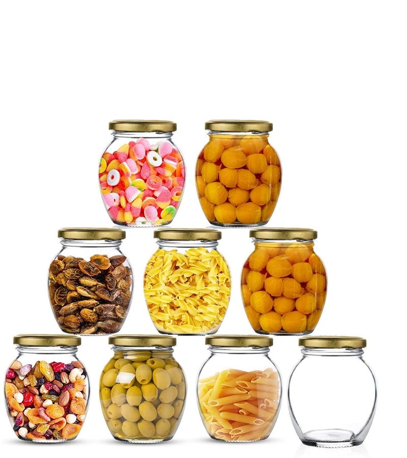 HAPPY BORN Glass Jar with Air Tight Gold Lid for Kitchen Dry Masala Storage Jar Honey Jar Jar and Container Spice Masala Jar Glass Visible Glass Jar for Kitchen Storage 350 ml Pack of 6 - Image 4