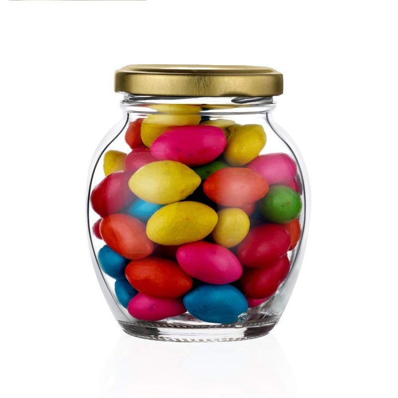 HAPPY BORN Glass Jar with Air Tight Gold Lid for Kitchen Dry Masala Storage Jar Honey Jar Jar and Container Spice Masala Jar Glass Visible Glass Jar for Kitchen Storage 350 ml Pack of 6 - Image 3