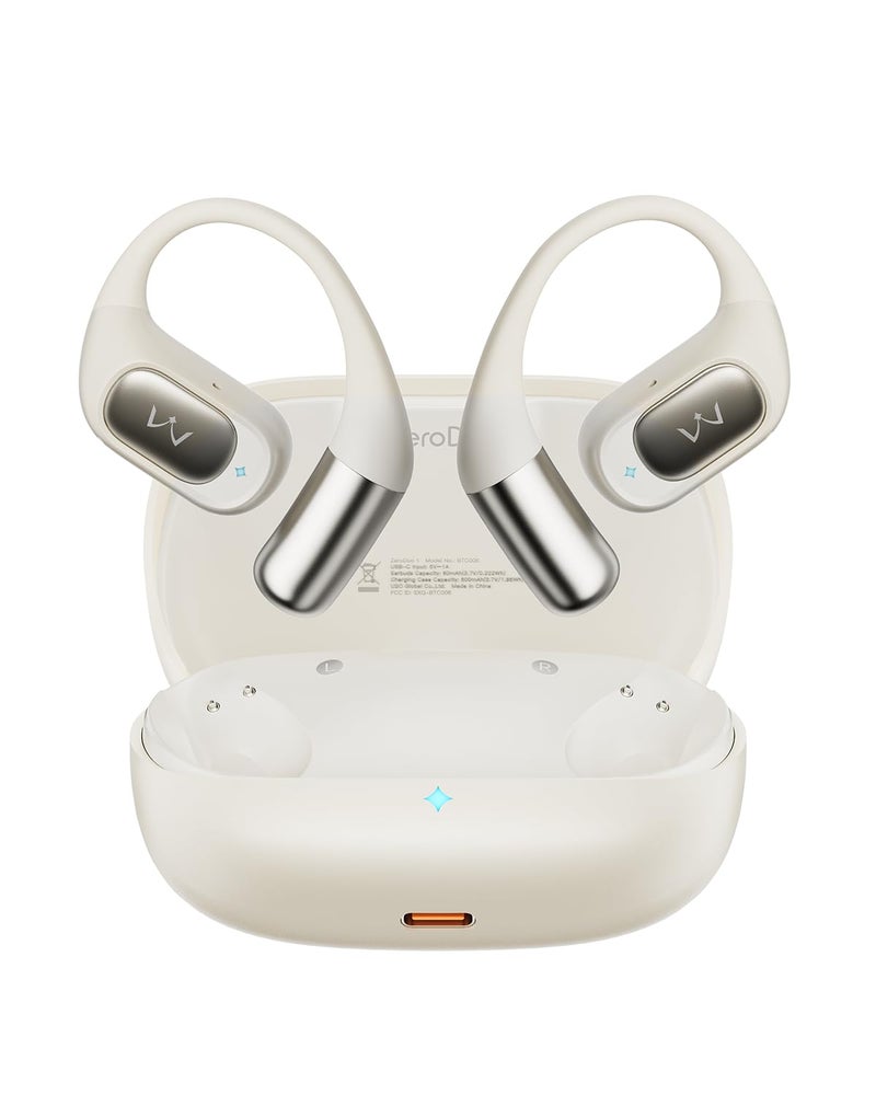 iWALK Open-Ear Headphones, True Wireless Headphones Bluetooth 5.4 Light Earbuds, Ultra Comfort Earhooks, 35H Playtimes, Clear Calls, Air Conduction Stereo Sound with 15mm Drivers for Workouts (Beige) - Image 1
