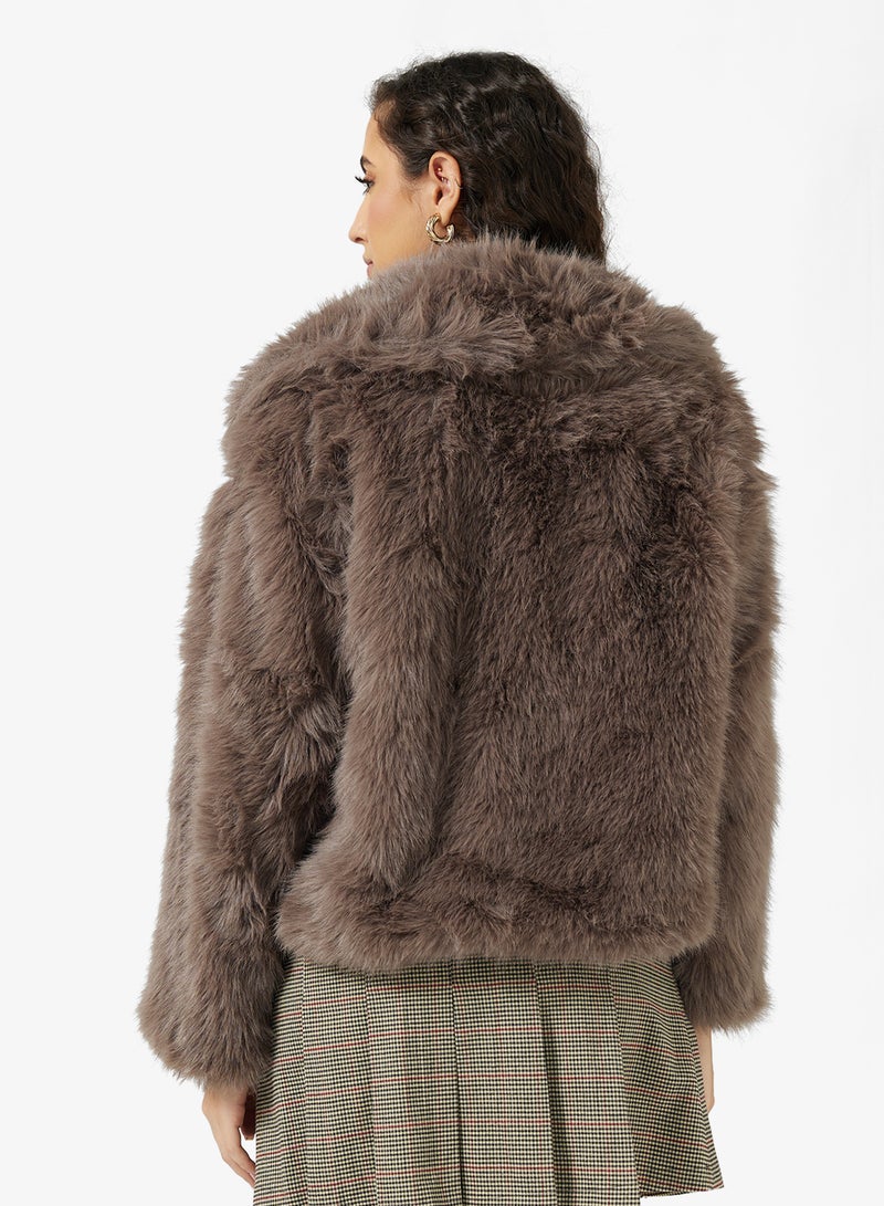 Ginger Faux Fur Lapel Collar Jacket - Image 2