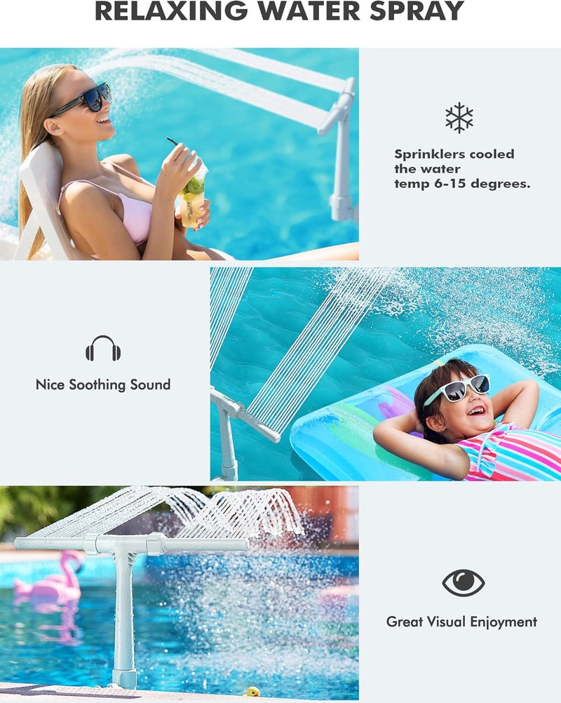 SUMMERBUDDY Pool Fountain for Above and In-Ground Pools, Dual Spray Waterfall Sprinkler Cooler, Adjustable Direction and Height, Gray - Image 5