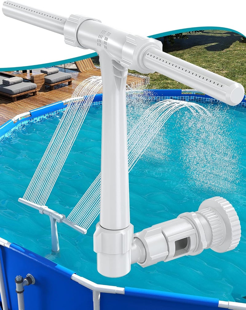 SUMMERBUDDY Pool Fountain for Above and In-Ground Pools, Dual Spray Waterfall Sprinkler Cooler, Adjustable Direction and Height, Gray - Image 1