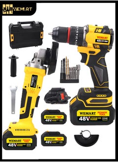 48V Drill and Angle Grinder Tool Set,Grinder Tool,Electric Screwdriver,Grinder,Power Tools Drill Set,Tool Kit,With 2*5.0Ah Batteries and Fast Charger - pzsku/ZC0C851DD91AC197474A4Z/45/_/1723111678/0d9d12ca-20f5-4b2c-a8f6-81bbe9e3d50d