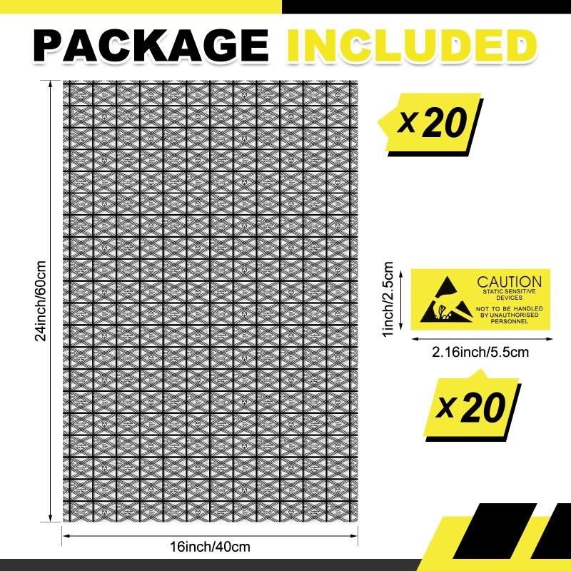 SilTriangle 20 Pcs Large Anti Static ESD Bags with Anti-static Labels 16 x 24 Inch/ 40 x 60 cm Shielding Antistatic Bags for Motherboard Video Card LCD Screen GPU Hard Drive Electronic Device Open Top - Image 2