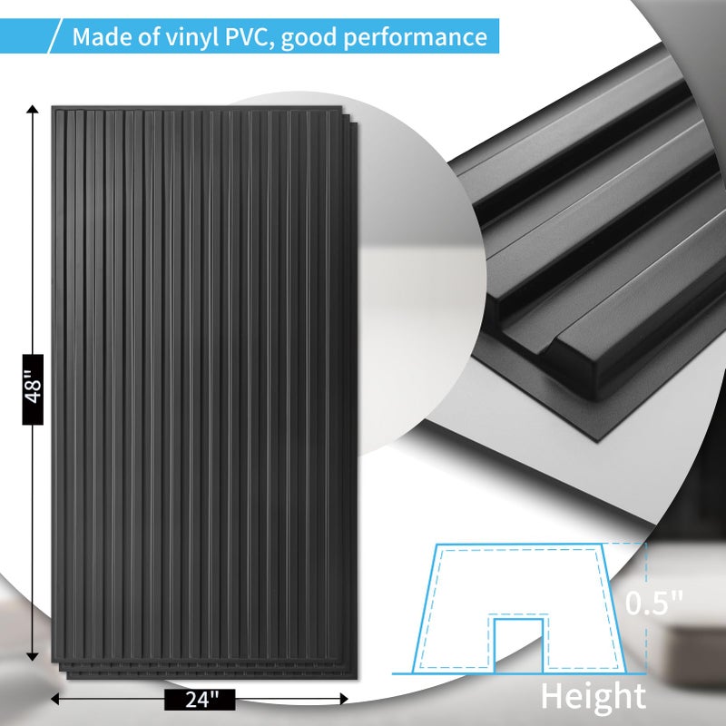 Art3d 6-Pack Slat Design 3D Wall Panels for Interior Wall Decor, 2x4 FT PVC Decorative Drop Ceiling Tiles - Black - Image 4