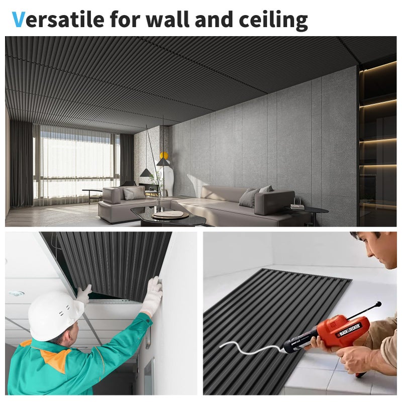 Art3d 6-Pack Slat Design 3D Wall Panels for Interior Wall Decor, 2x4 FT PVC Decorative Drop Ceiling Tiles - Black - Image 5