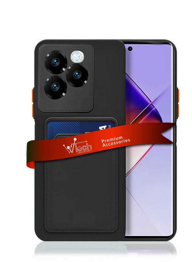 Wtech Infinix Note 40X 5G 2024 Silicone TPU with Card Holder Case Cover - Black  - Image 1