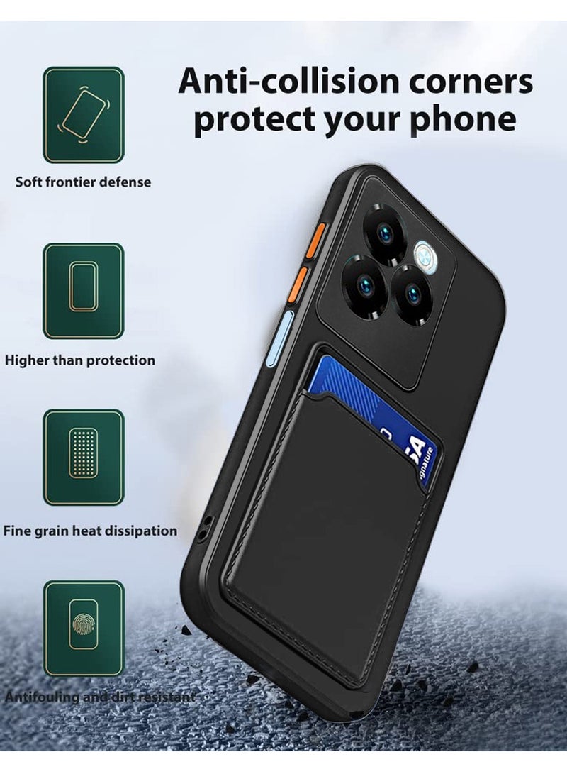 Wtech Infinix Note 40X 5G 2024 Silicone TPU with Card Holder Case Cover - Black  - Image 2