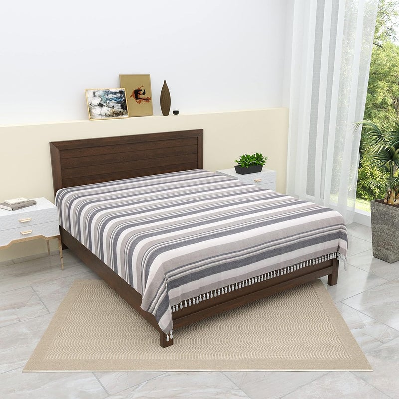Vrde Kerala Double Bedsheet Without Pillow Cover 210 TC Handloom Cotton Bedsheets for Double Bed 100X108 Inches 83X9 Feet King Size Grey Olive